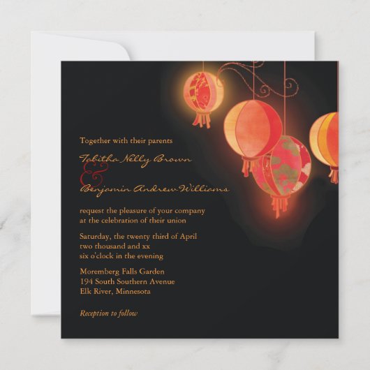 Tuinlichten Papieren Lantaarns Huwelijksuitnodigin Kaart (Achterkant)