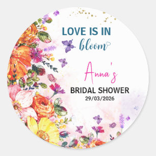 Tuinliefde is in bloei wilde bloemen bruids douche ronde sticker