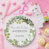 Tuinloof Groen blad Krans Bruiloft Feest Papieren Bordje (Feest)