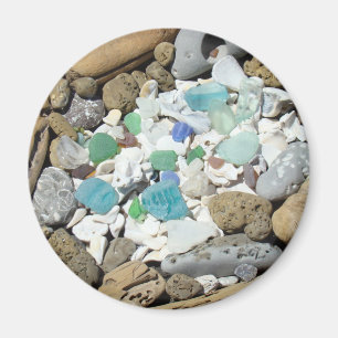 Tuinmagneten van oceaanstrand rotsen Zeeglas Schel Magneet