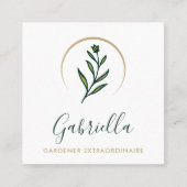 Tuinman Aangepaste Bloemen Logo QR Code Vierkante Visitekaartje (Voorkant)