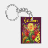 Tuinman Bloemen Schilderen Abstracte kunst Rood Sleutelhanger (Voorkant Links)