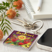 Tuinman Bloemen Schilderen Abstracte kunst Rood Sleutelhanger (Voorkant Rechts)