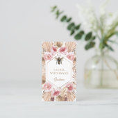 Tuinman Boho Blush Roze Bloemen Goud Visitekaartje (Staand voorkant)