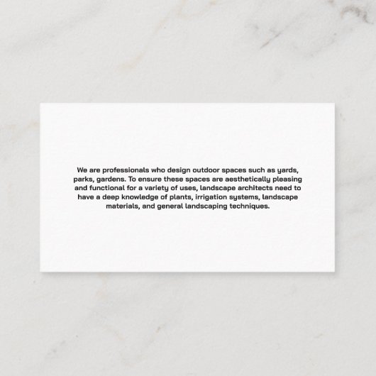 tuinman die het gazon afsnijdt visitekaartje (Achterkant)