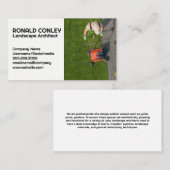 tuinman die het gazon afsnijdt visitekaartje (Voorkant / Achterkant)