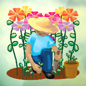Tuinman en bloemen Ramenstickers Raamsticker (Vel 3)