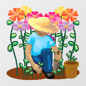 Tuinman en bloemen Ramenstickers Raamsticker (Vel)