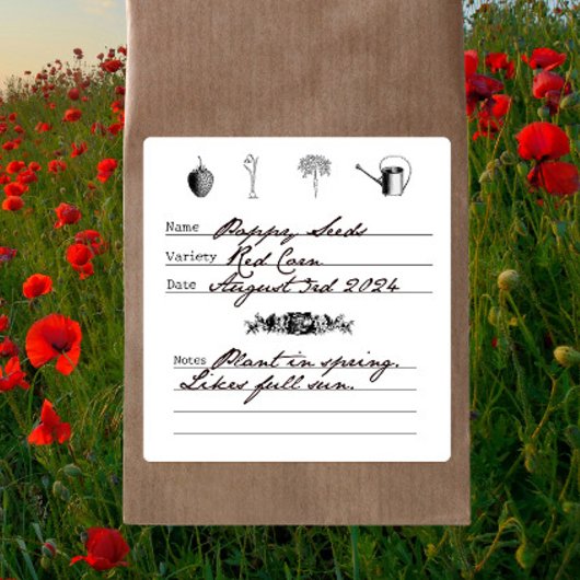  tuinman geïllustreerd DIY Seed Saving Vierkante Sticker