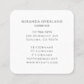 Tuinman Hand en Leaf Logo Vierkante Visitekaartje (Achterkant)