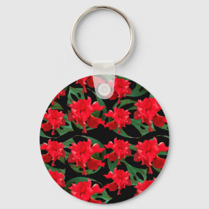 Tuinman Hibiscus Monstera Patroon Zwart Sleutelhanger