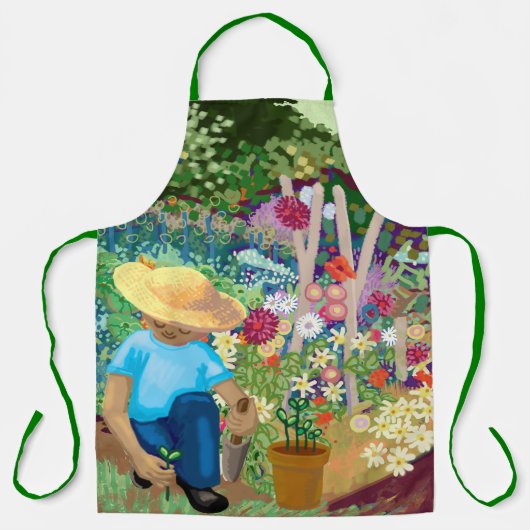 Tuinman in bloementuin All-Over Print Schort (Voorkant)