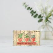 Tuinman Rustiek Hout Waterverf Hout & Planten Visitekaartje (Staand voorkant)