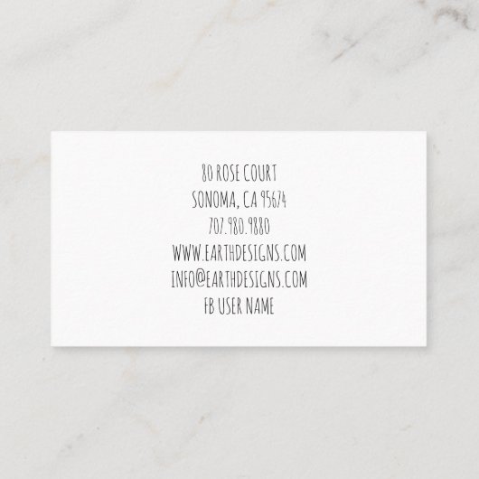 Tuinman Rustiek Hout Waterverf Hout & Planten Visitekaartje (Achterkant)