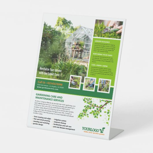 Tuinman, Tuincentrum, Lawn Care Reclamebord Met Voetstuk (Voorkant)
