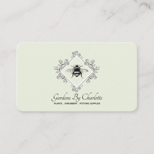 Tuinman Tuinieren Honingbij met Bloemen Logo Visitekaartje (Voorkant)