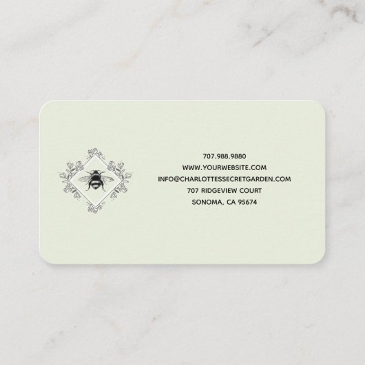 Tuinman Tuinieren Honingbij met Bloemen Logo Visitekaartje (Achterkant)