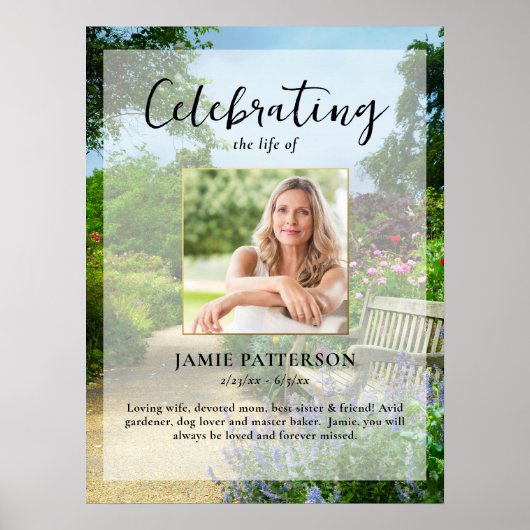 Tuinman, Viering van het Leven Custom Photo Funera Poster (Voorkant)
