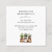 Tuinman Waterverf Potted Planten Vierkante Visitekaartje (Achterkant)