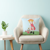 Tuinmeisje met bloemen blond haar kussen (Stoel)