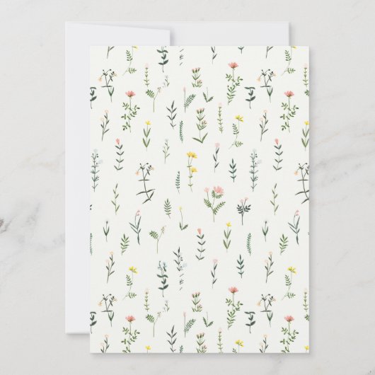 Tuinmeisje met wilde bloemen 1e verjaardag kaart (Achterkant)