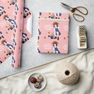 Tuinmeisje Zonnebloemen Bloem Gelukkige Verjaardag Cadeaupapier