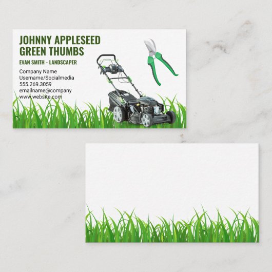 Tuinontwerp | Grasmaaier en snoeischaren Visitekaartje (Voorkant / Achterkant)