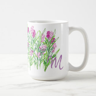 Tuinontwerp mok met roze bloemen