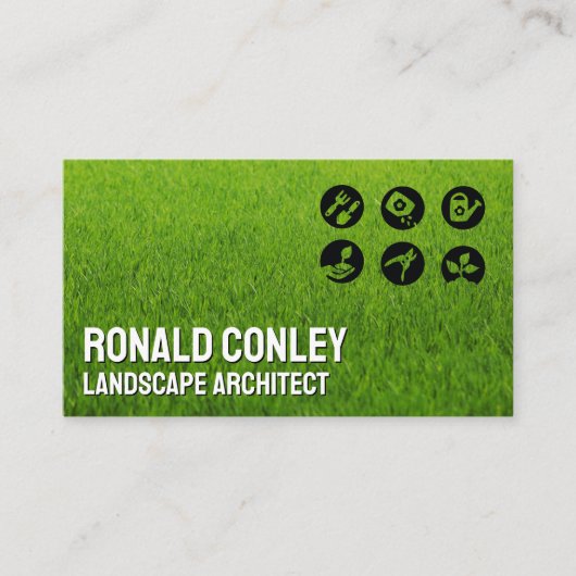 Tuinontwerp pictogrammen | Gras Visitekaartje (Voorkant)