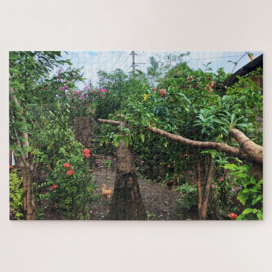 Tuinpad aan de rand van het huis legpuzzel (Horizontaal)
