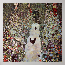Tuinpad, Haan en Kippen van Gustav Klimt Poster