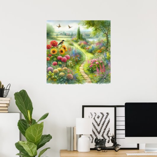 Tuinpad Landschap 3 Poster (Thuiskantoor)