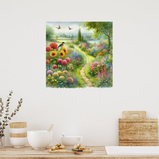 Tuinpad Landschap 3 Poster (Keuken)