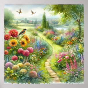 Tuinpad Landschap 3 Poster