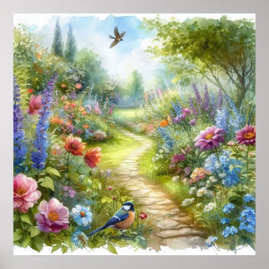 Tuinpad Landschap 4 Poster (Voorkant)