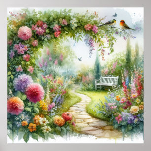 Tuinpad Landschap 6 Poster