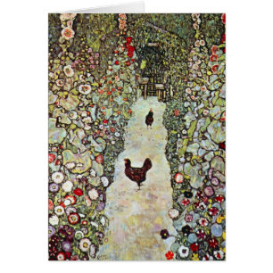 Tuinpad met kippen door Gustav Klimt