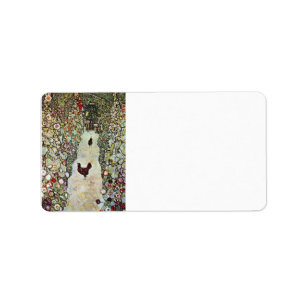 Tuinpad met kippen door Gustav Klimt Etiket