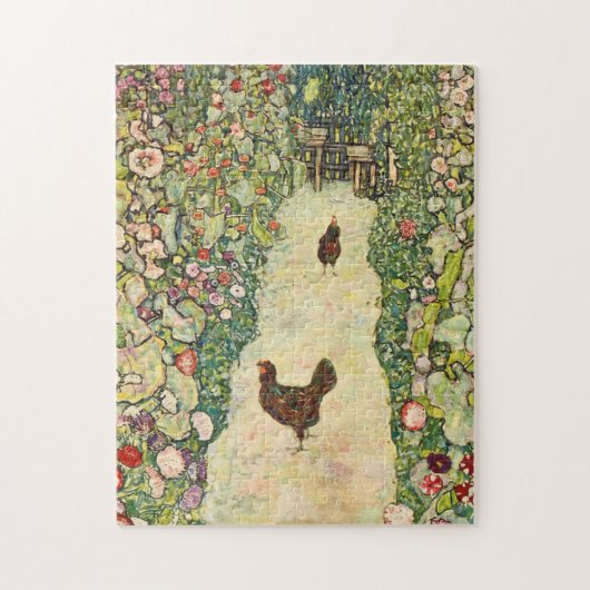 Tuinpad met kippen door Gustav Klimt Legpuzzel (Verticaal)