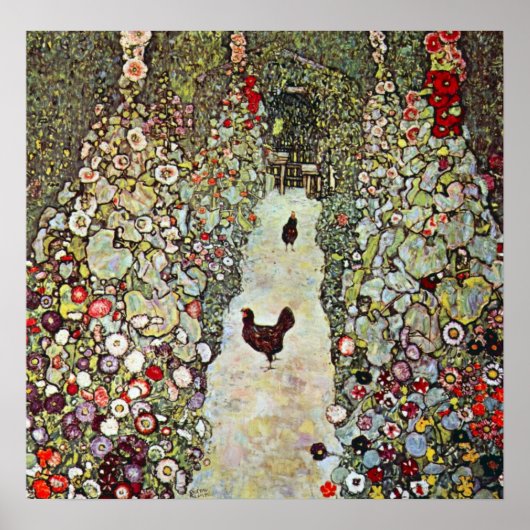 Tuinpad met kippen door Gustav Klimt Poster (Voorkant)