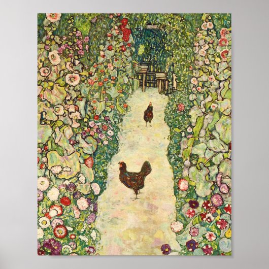 Tuinpad met kippen door Gustav Klimt Poster (Voorkant)