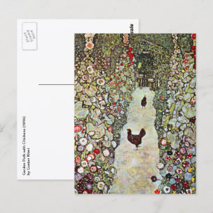 Tuinpad met kippen, Gustav Klimt, Art Nouveau Briefkaart