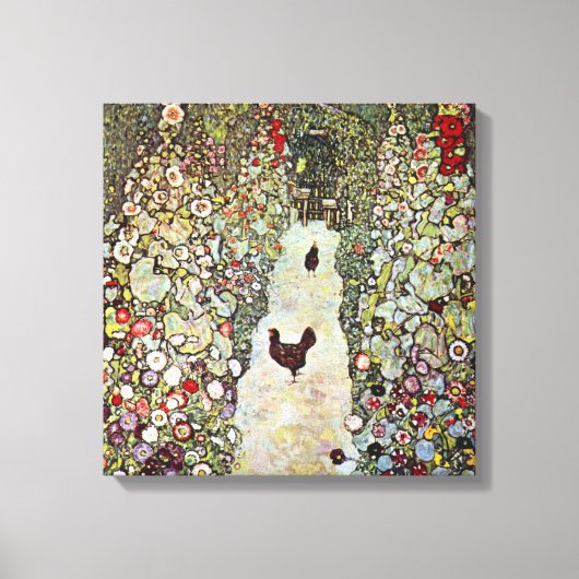 Tuinpad met kippen, Gustav Klimt, Art Nouveau Canvas Afdruk (Voorkant)