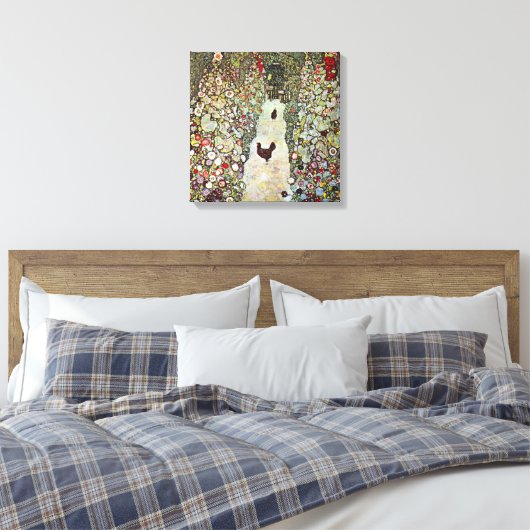 Tuinpad met kippen, Gustav Klimt, Art Nouveau Canvas Afdruk (Insitu (Slaapkamer))
