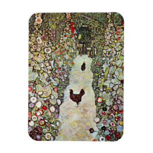 Tuinpad met kippen, Gustav Klimt, Art Nouveau Magneet