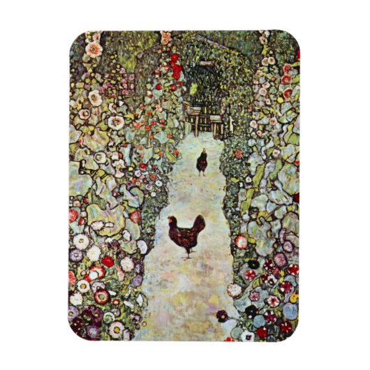Tuinpad met kippen, Gustav Klimt, Art Nouveau Magneet (Verticaal)