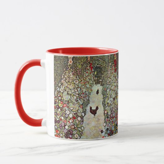 Tuinpad met kippen, Gustav Klimt, Art Nouveau Mok (Links)