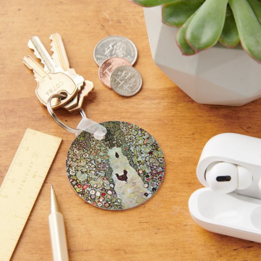 Tuinpad met kippen, Gustav Klimt, Art Nouveau Sleutelhanger (Bureau)