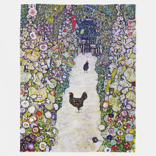 Tuinpad met kippen, Gustav Klimt Fleece Deken (Voorkant)