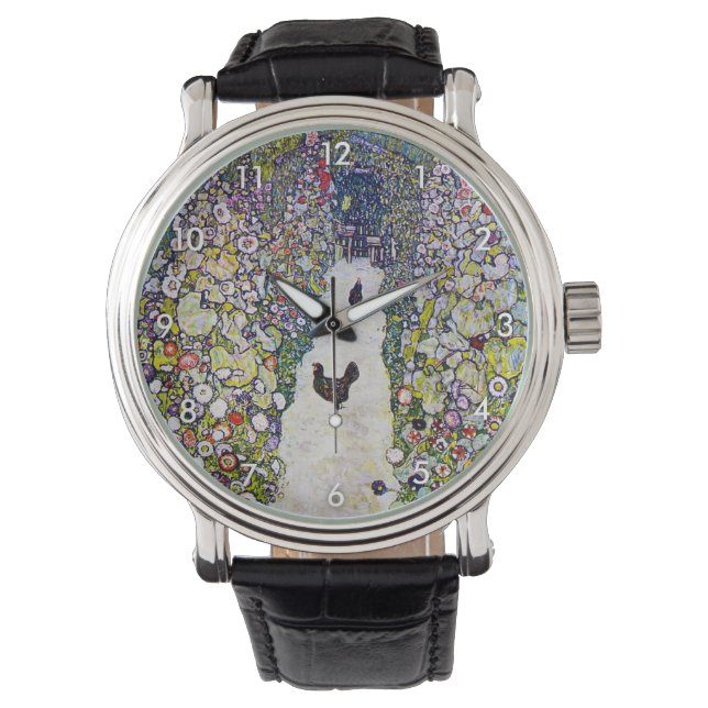 Tuinpad met kippen, Gustav Klimt Horloge (Voorkant)